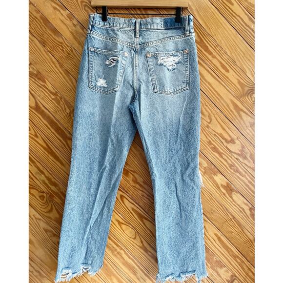 We the Free People Jeans Knees Straight Leg Distressed Button Fly - Picture 2 of 6